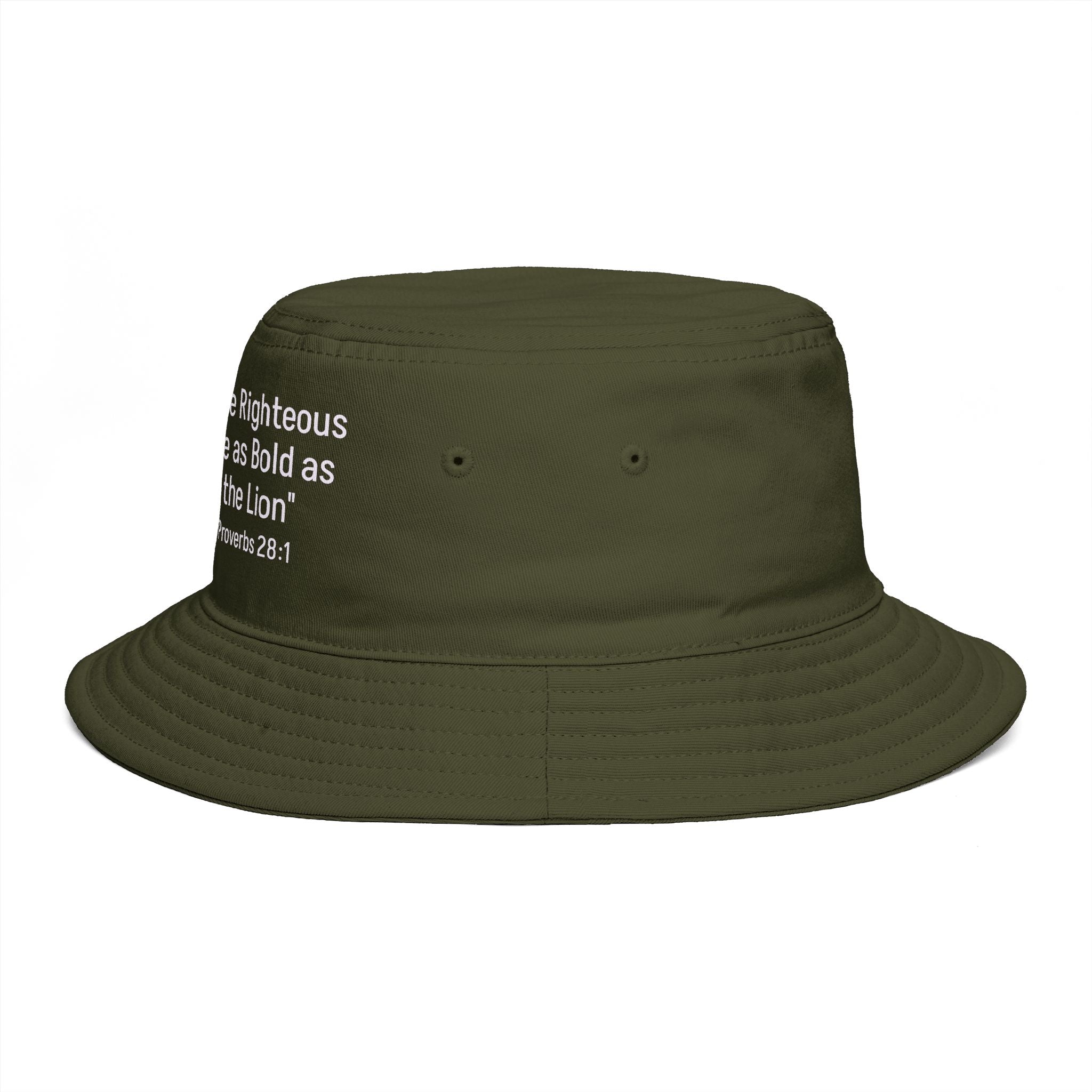 Bucket Hat — "The Righteous are as Bold as the Lion" Proverbs 28:1 Lion Graphic