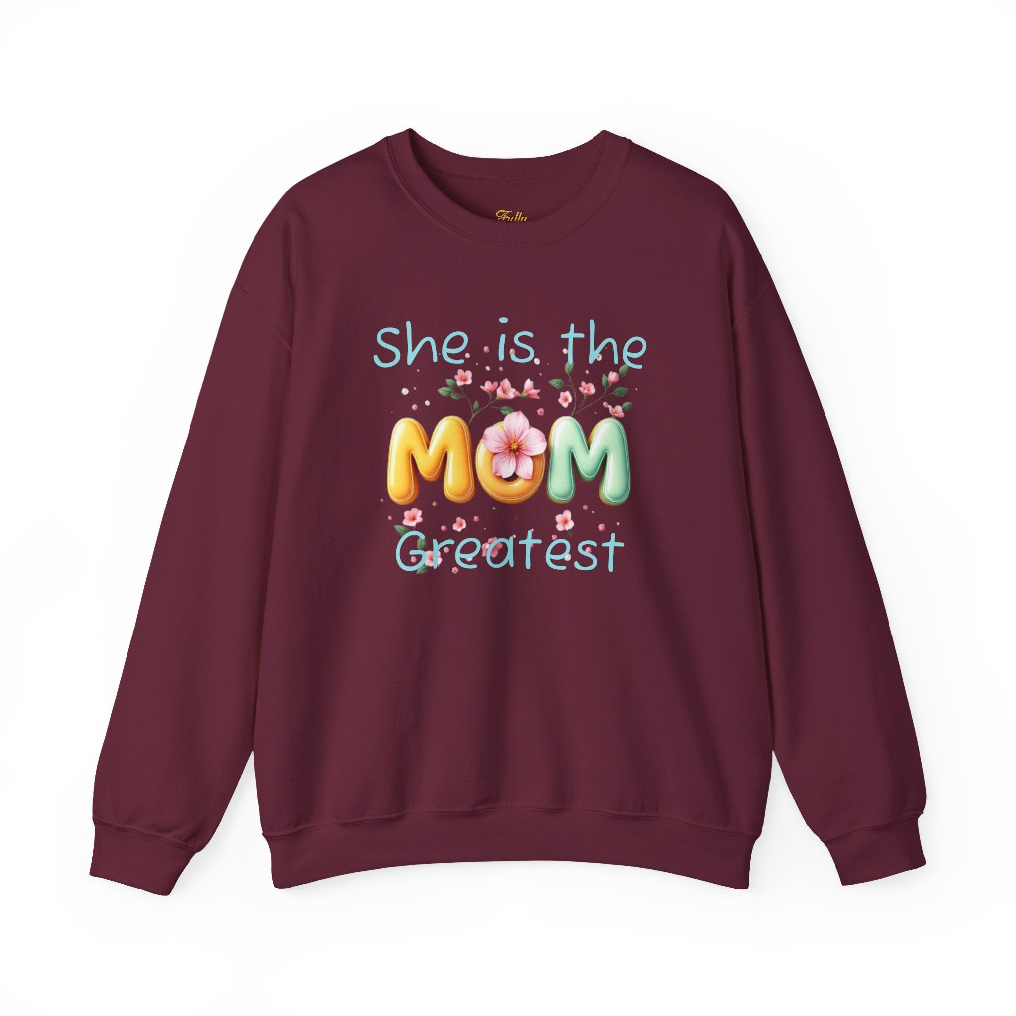 Greatest MOM Crewneck Sweatshirt — "She is the Greatest MOM" Floral Balloon Design