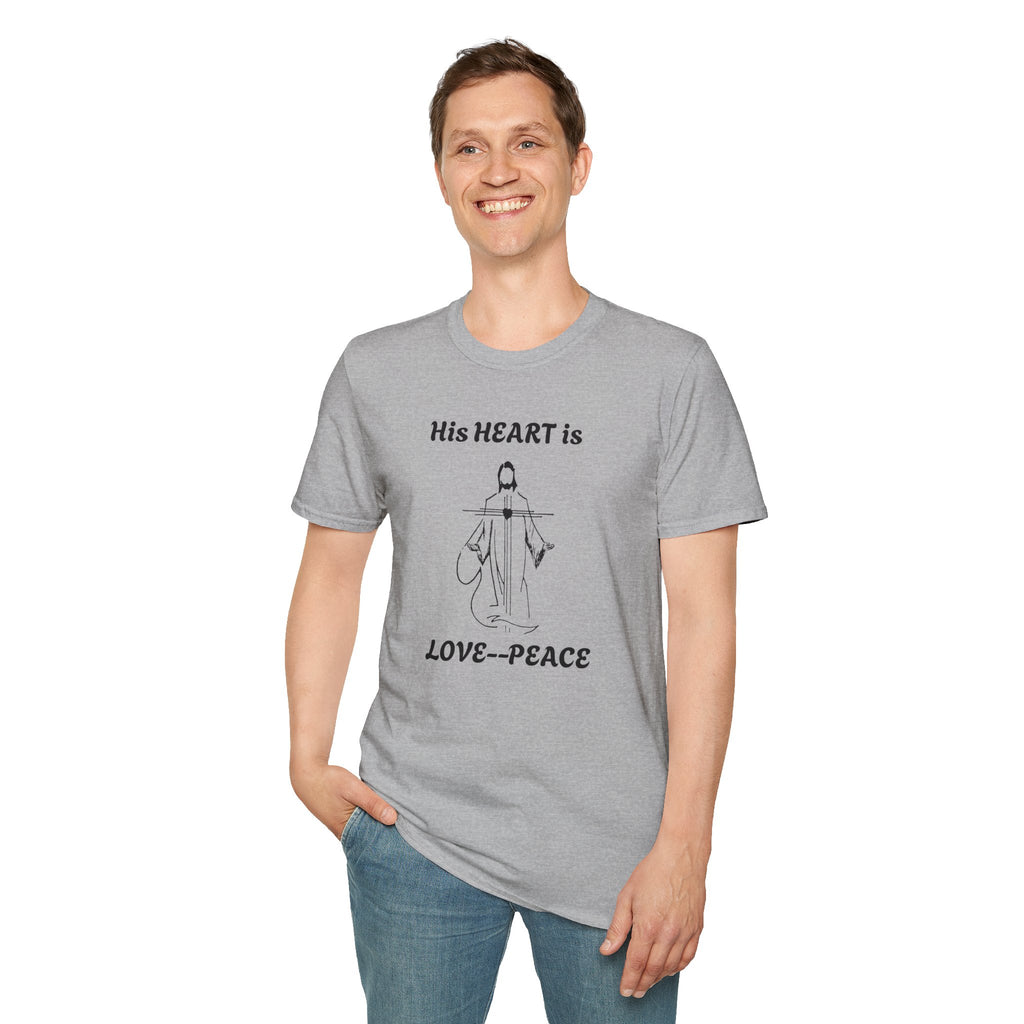 His Heart is Love Peace Unisex T-Shirt  Design