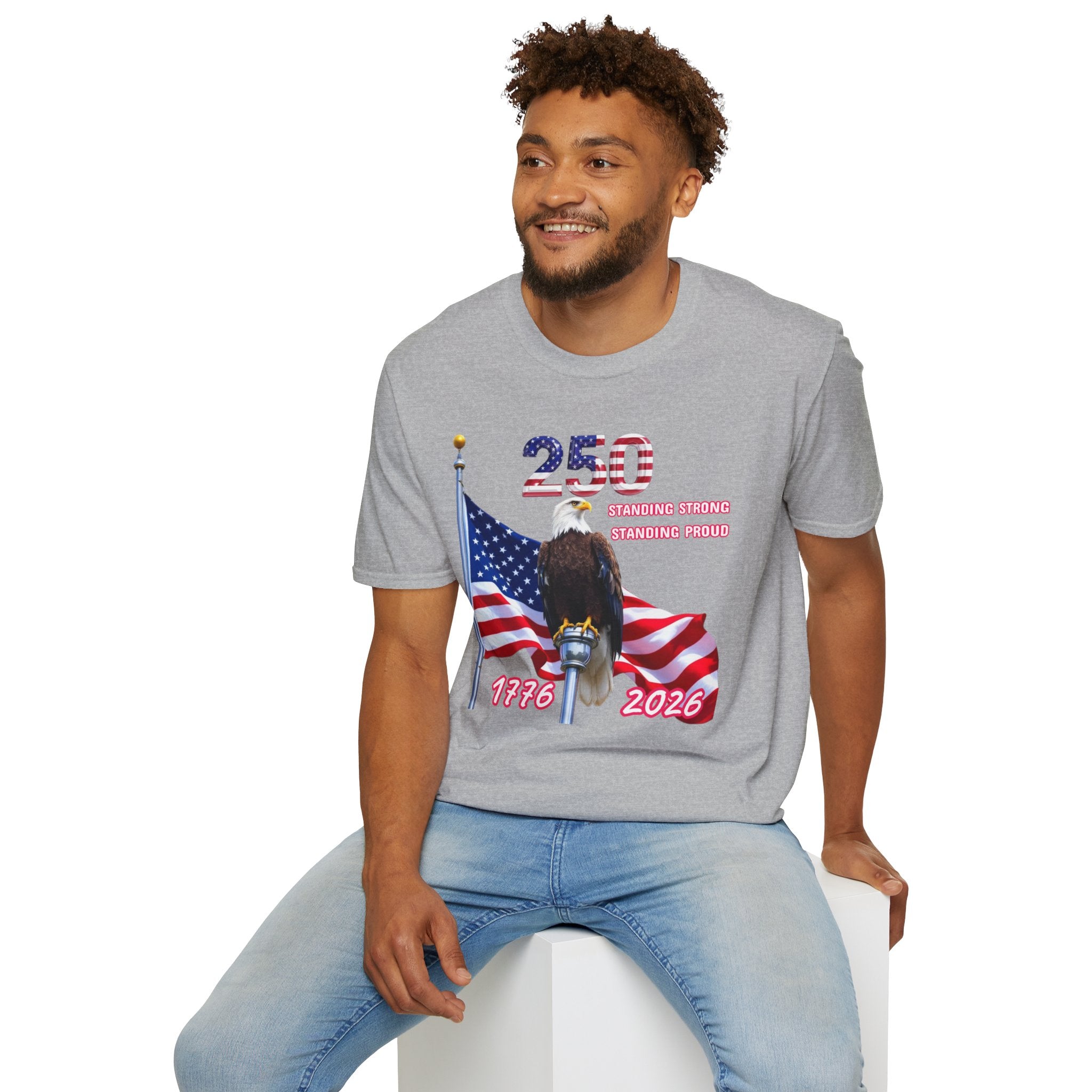 T-Shirt — 250 Years Patriotic Eagle Tee “Standing Strong, Standing Proud” (1776–2026)