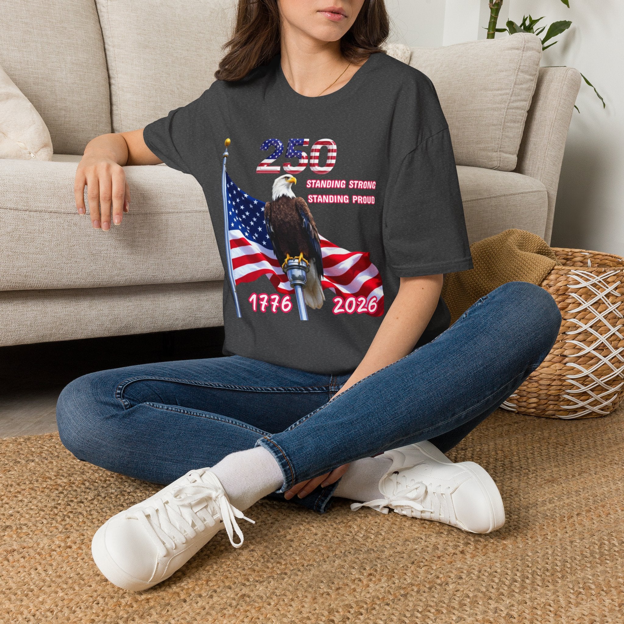 T-Shirt — 250 Years Patriotic Eagle Tee “Standing Strong, Standing Proud” (1776–2026)
