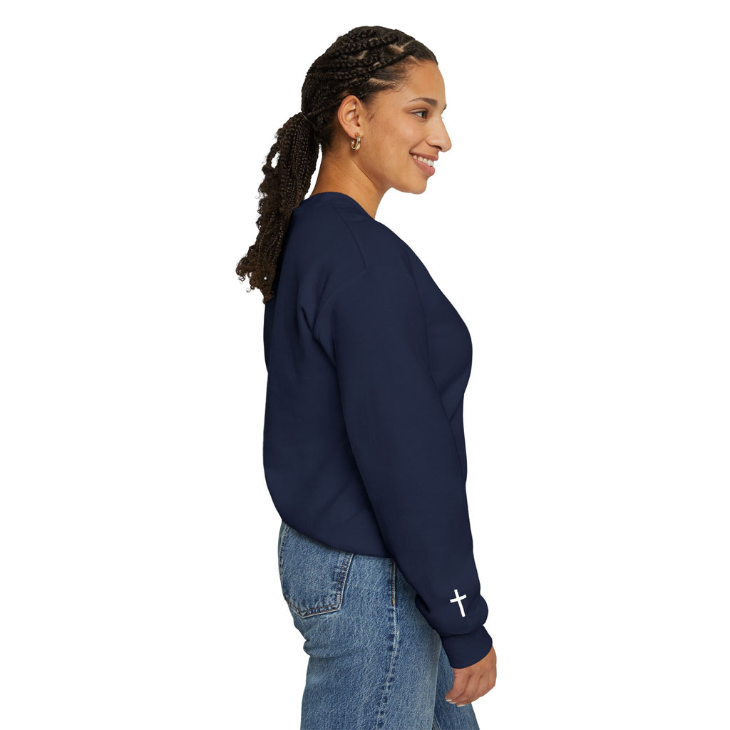 Embroidered Christian Strong Crewneck Sweatshirt — Faith-Inspired Graphic Pullover