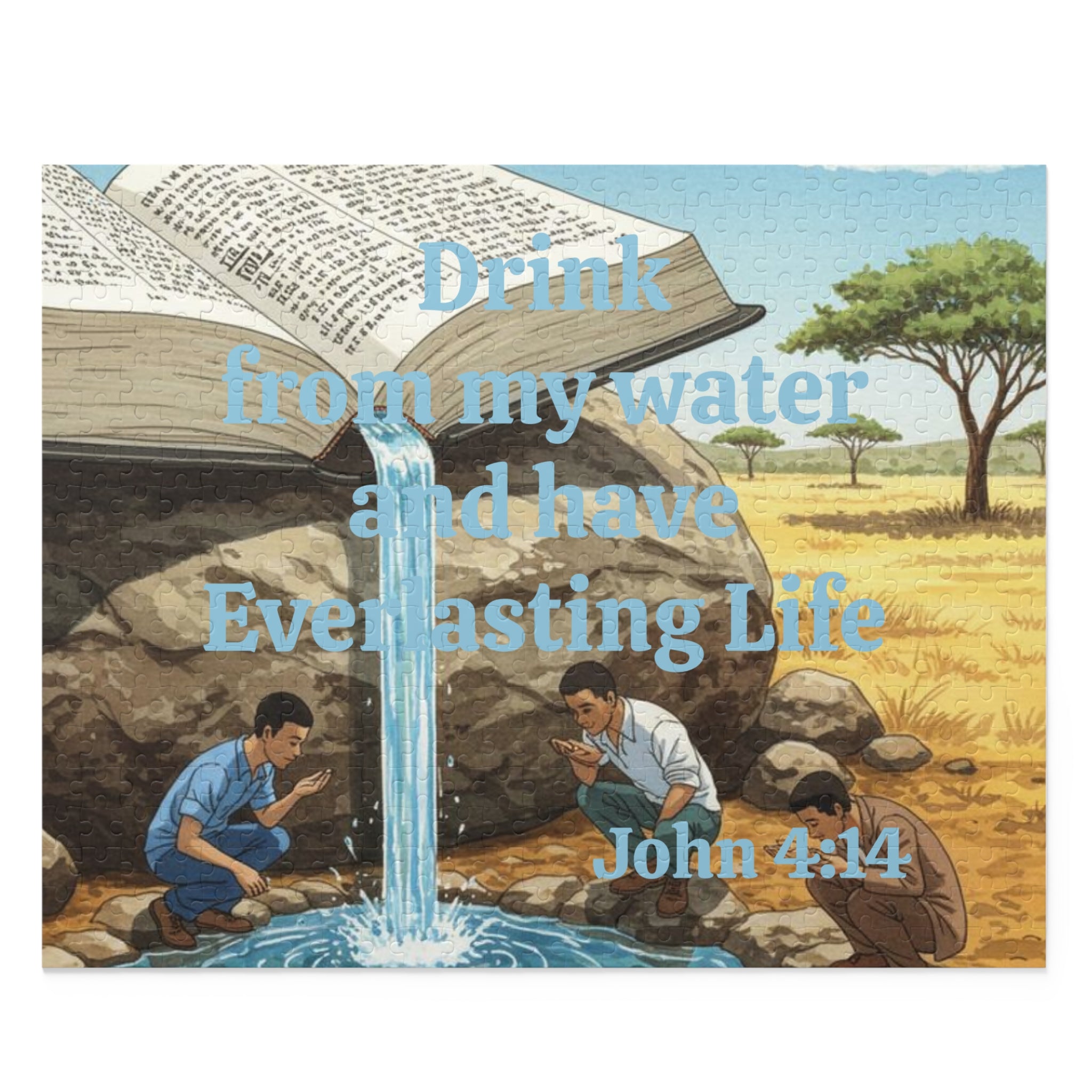 Christian Inspirational Puzzle — “Drink from my water and have Everlasting Life” (120–500 pcs)