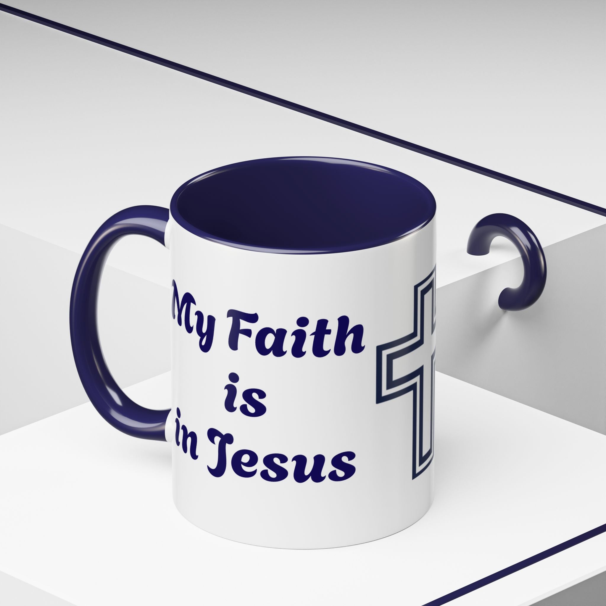 My Faith Is in Jesus Accent Coffee Mug — Christian Cross 11/15oz – Christian faith apparel & gifts | Fully Christian Apparel