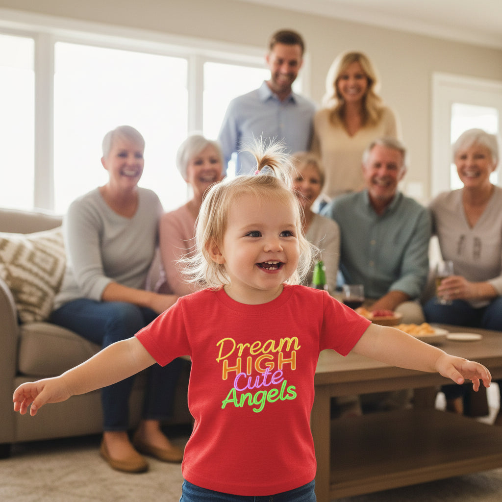 Dream High Cute Angels Toddler T-Shirt – Colorful Inspirational Kids Tee-2T to 5T