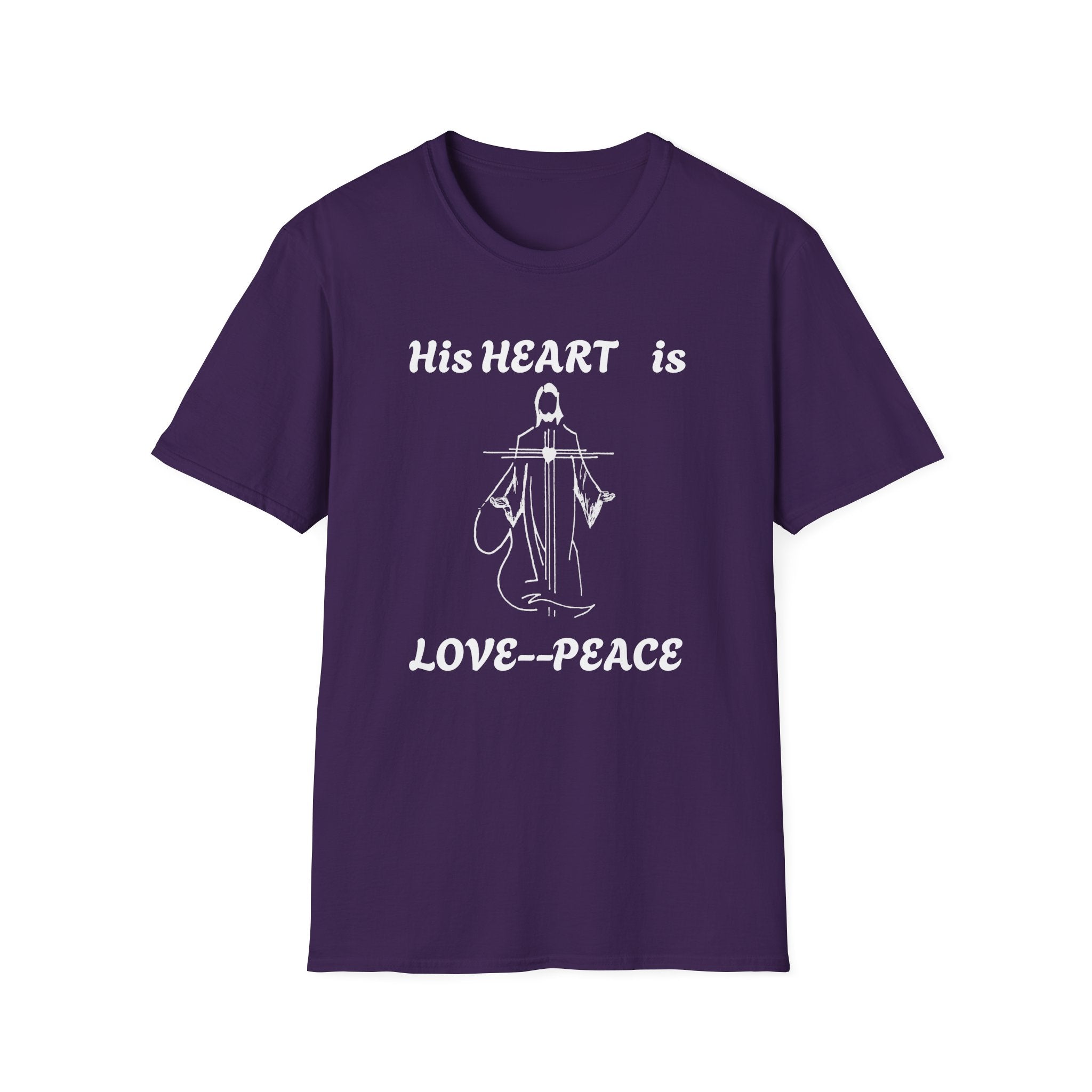 Christian Graphic Jesus  "His Heart is Love Peace" T-shirt