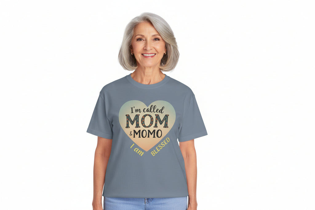 I'm Called Mom & Momo T-Shirt — "I Am Blessed" Heart Design