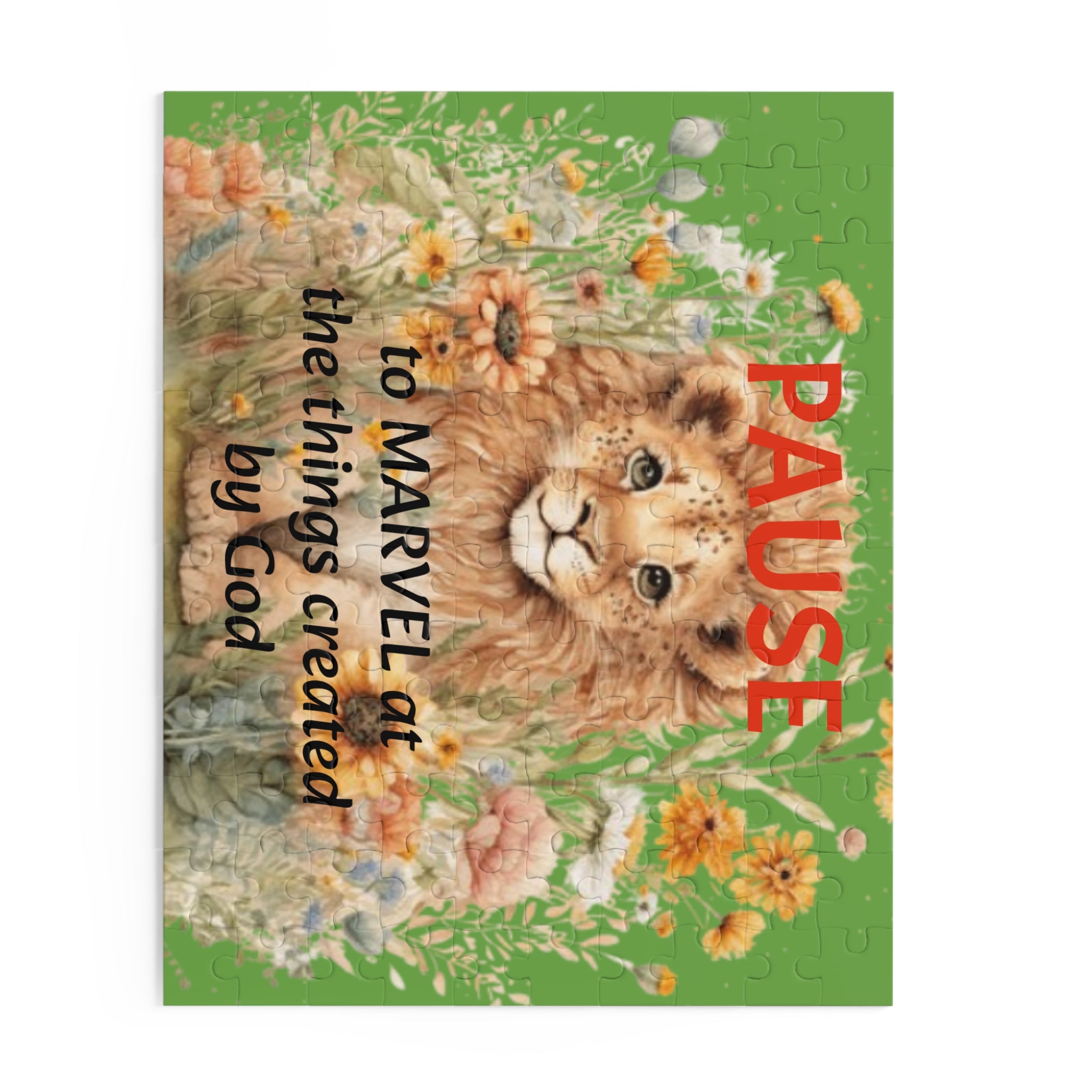 Christian Lion Puzzle — "PAUSE to MARVEL at the things created by God" (120/252/500 pc)