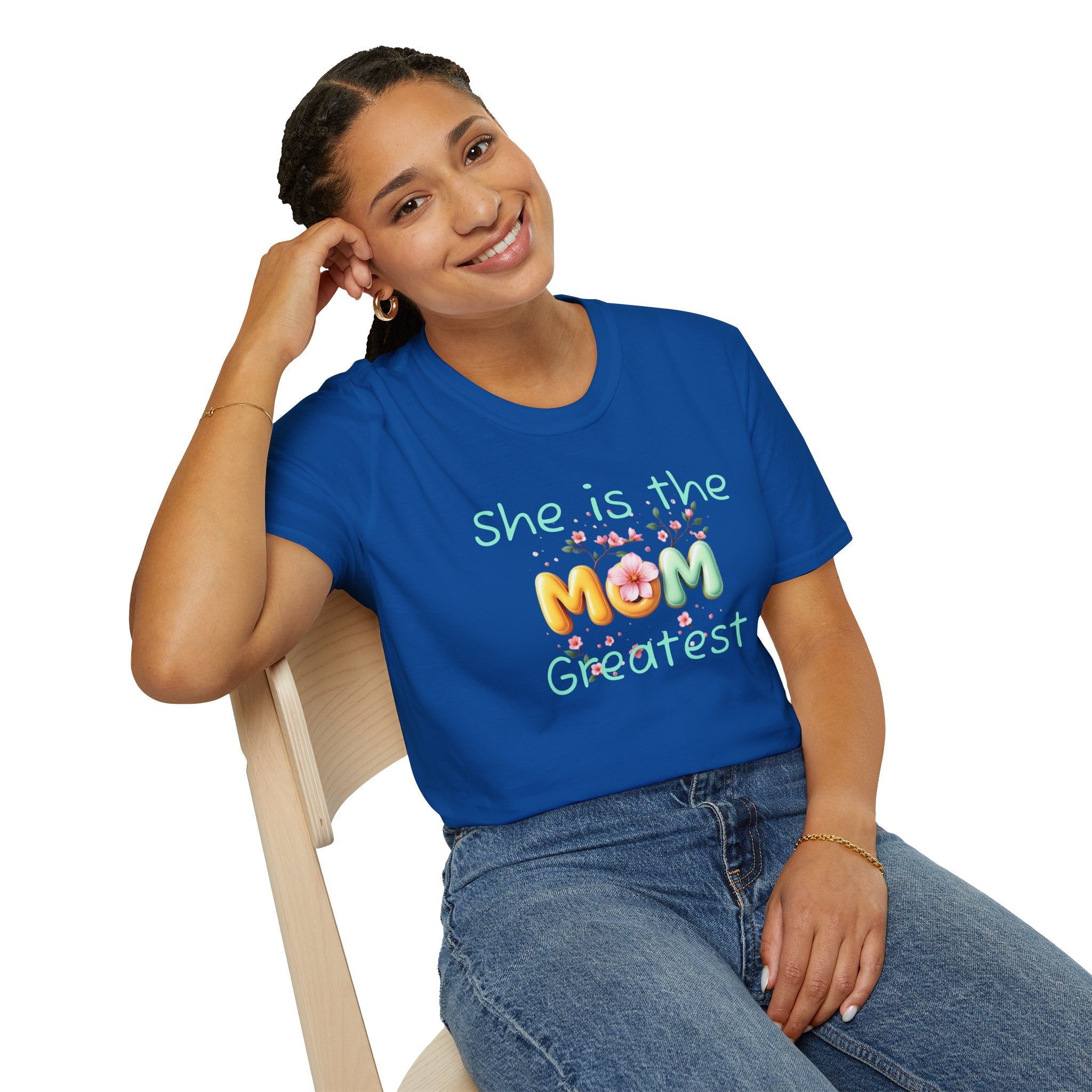 She Is the Greatest--MOM-- T-Shirt — Floral Mom Appreciation Tee for Mother’s Day