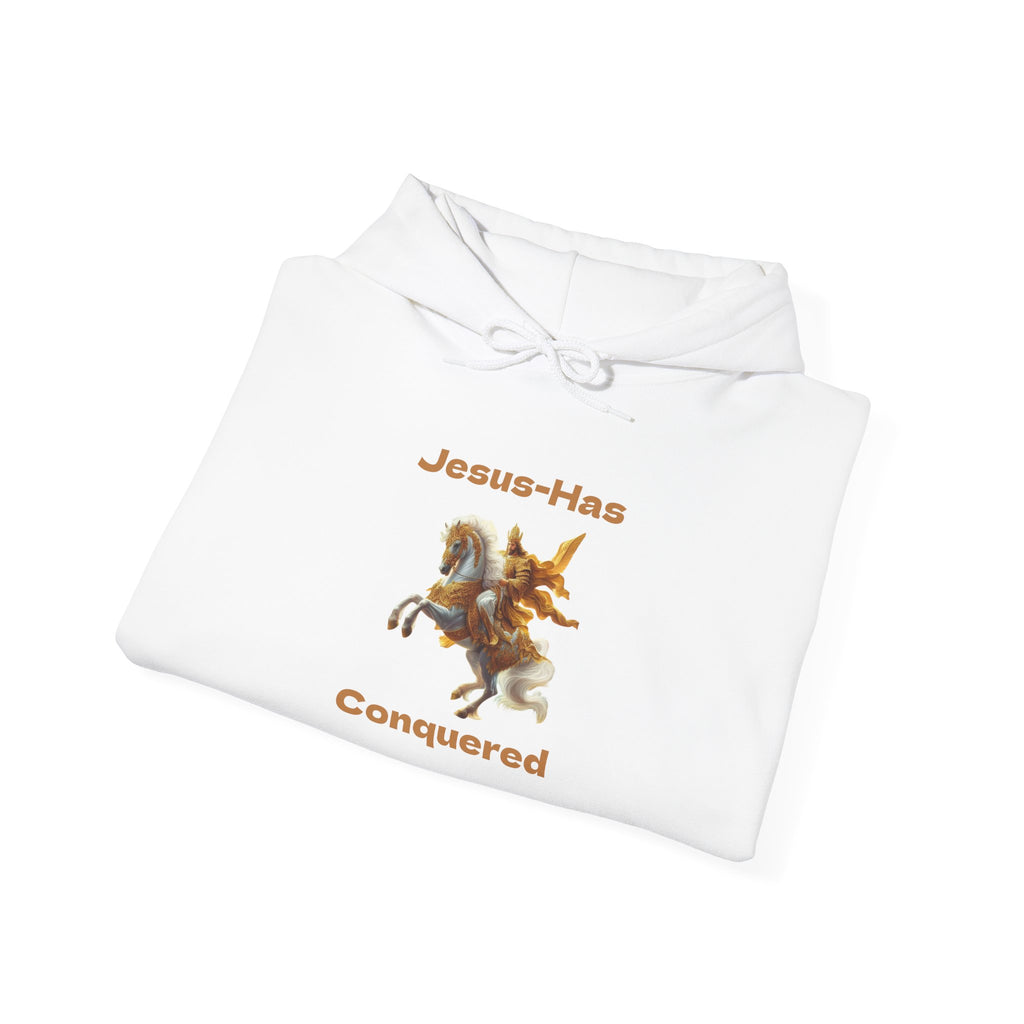 Jesus Has Conquered Hoodie — Christian Faith Graphic Sweatshirt
