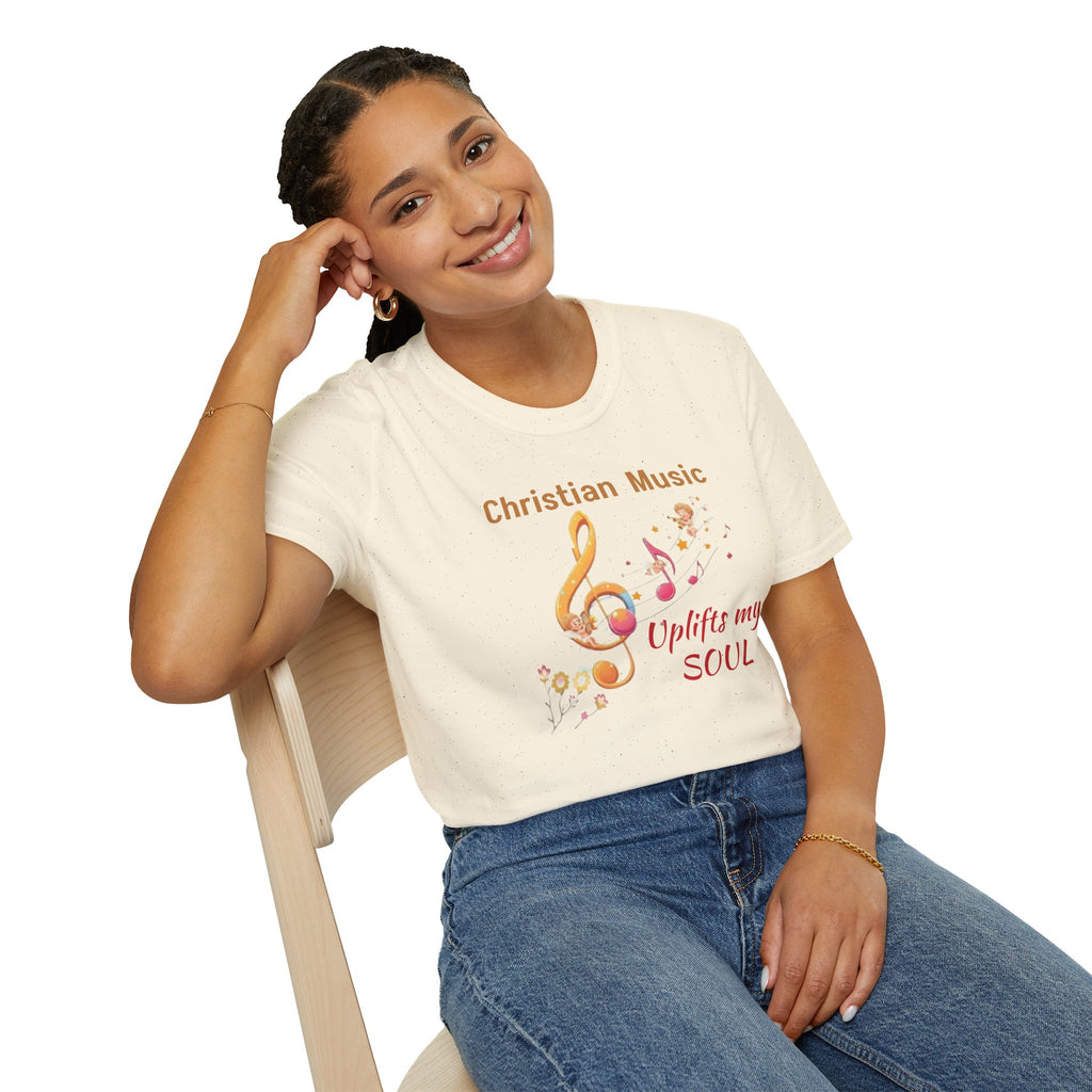 Christian Music T-Shirt – "Uplifts My Soul" Inspirational Faith Tee – Christian faith apparel & gifts | Fully Christian Appa