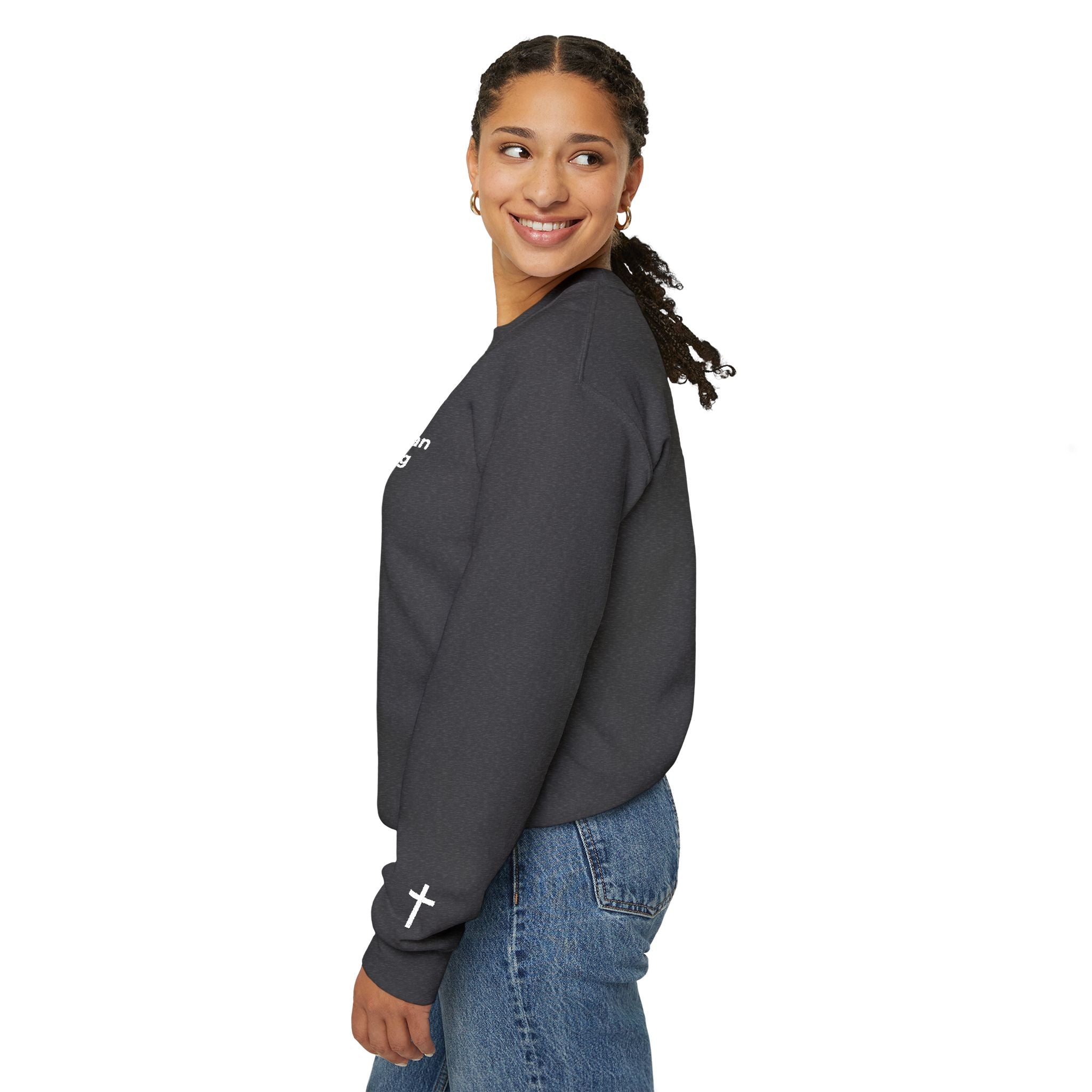 Embroidered Christian Strong Crewneck Sweatshirt — Faith-Inspired Graphic Pullover