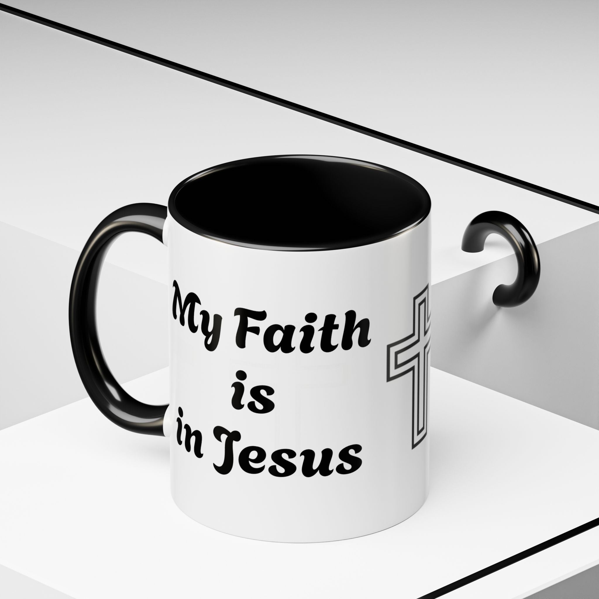 My Faith Is in Jesus Accent Coffee Mug — Christian Cross Tea Cup (11/15oz)