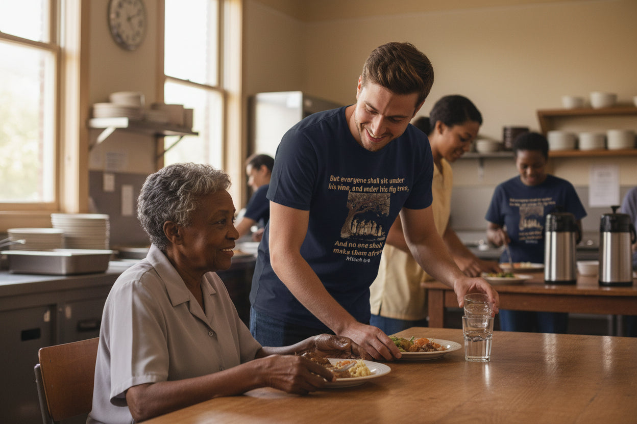 Biblical Scripture- Micah 4:4  T‑Shirt — "But everyone shall sit under his vine" Faith Graphic Tee