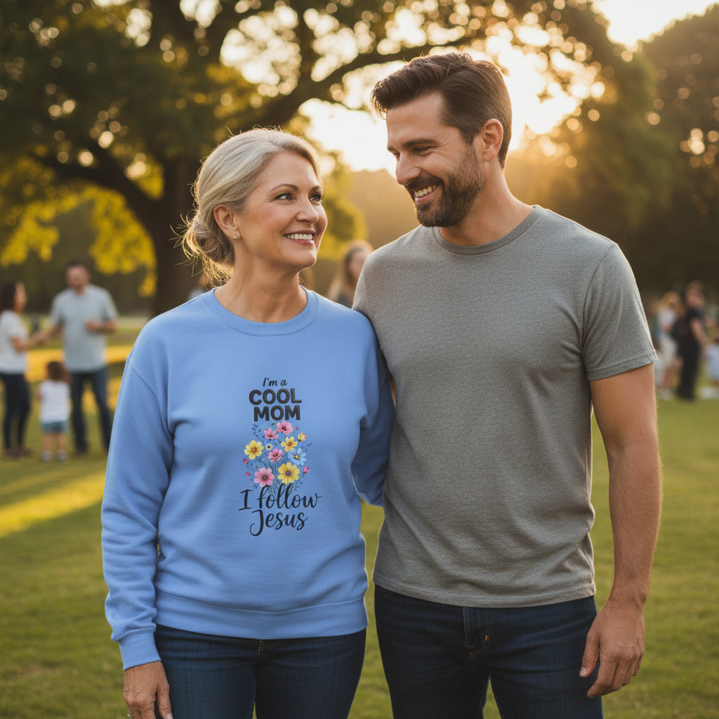 Cool Mom I Follow Jesus Sweatshirt – Christian Mom Crewneck – Christian faith apparel & gifts | Fully Christian Apparel