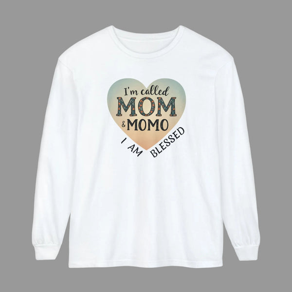Mom & Momo Heart Long Sleeve Tee – “I’m Called Mom & Momo, I Am Blessed”