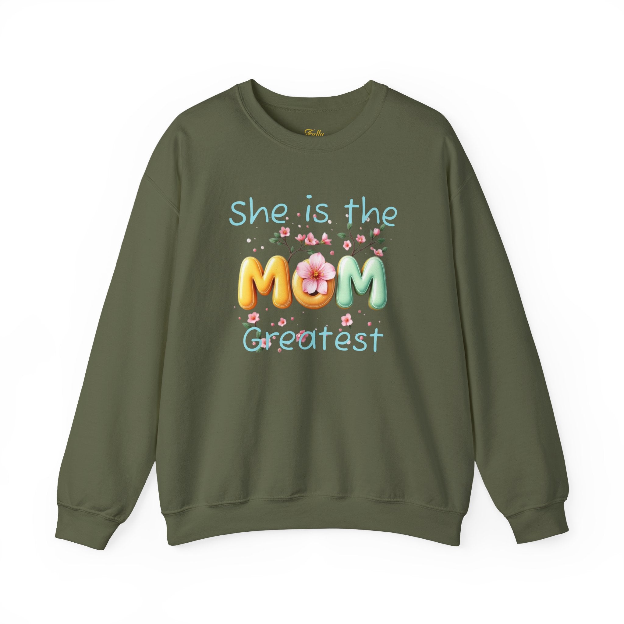 Greatest MOM Crewneck Sweatshirt — "She is the Greatest MOM" Floral Balloon Design