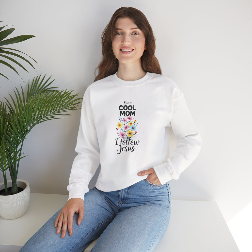 Cool Mom I Follow Jesus Sweatshirt – Christian Mom Crewneck – Christian faith apparel & gifts | Fully Christian Apparel