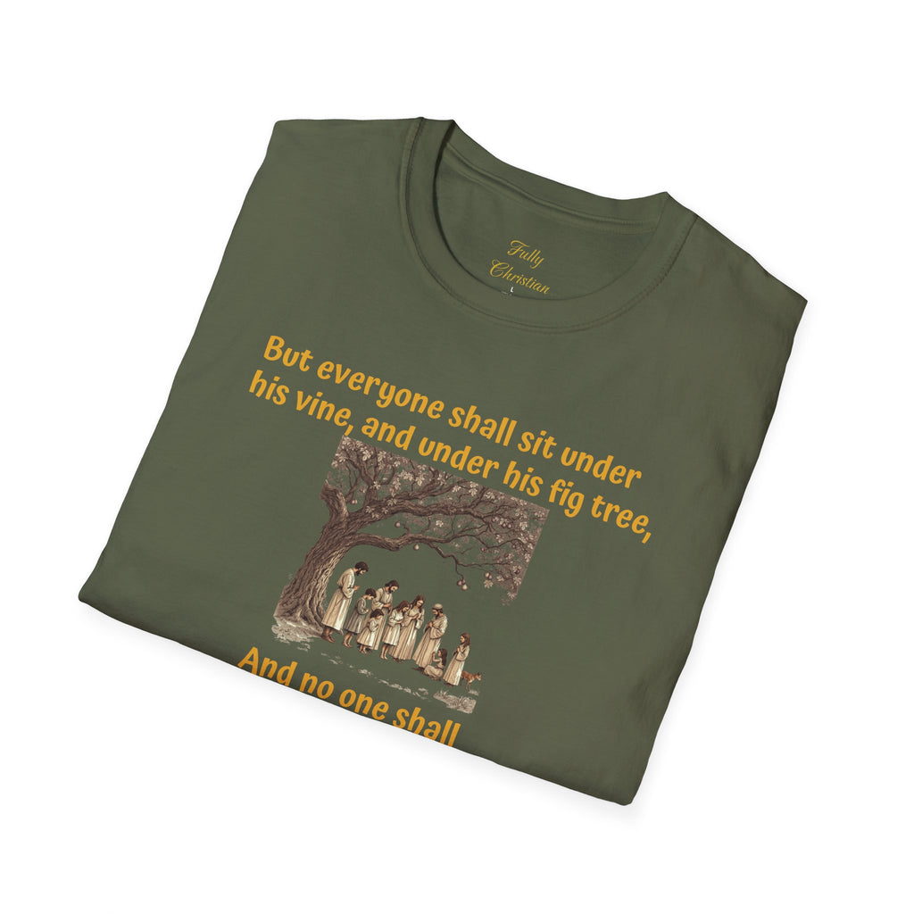 Biblical Scripture- Micah 4:4  T‑Shirt — "But everyone shall sit under his vine" Faith Graphic Tee