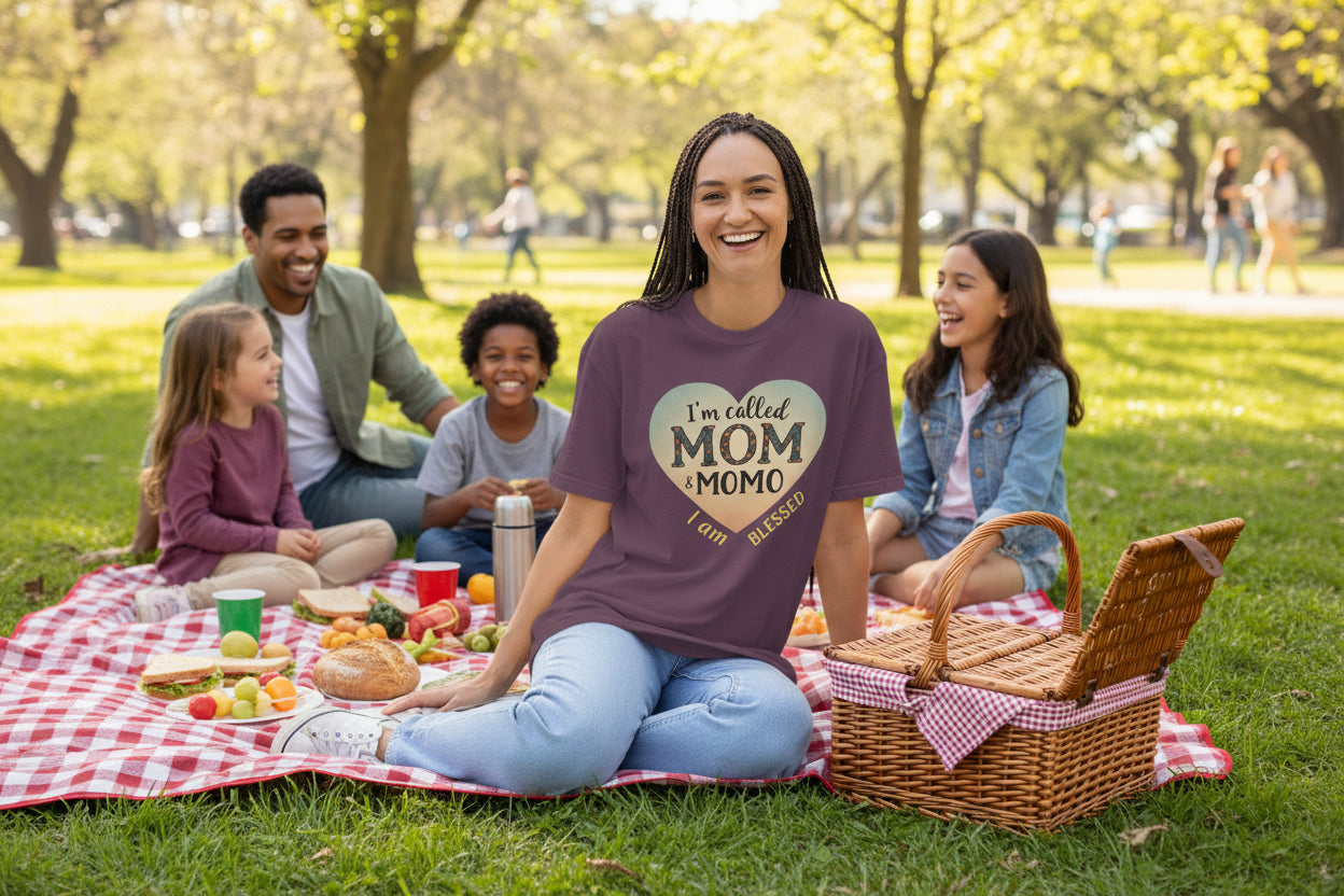 I'm Called Mom & Momo T-Shirt — "I Am Blessed" Heart Design