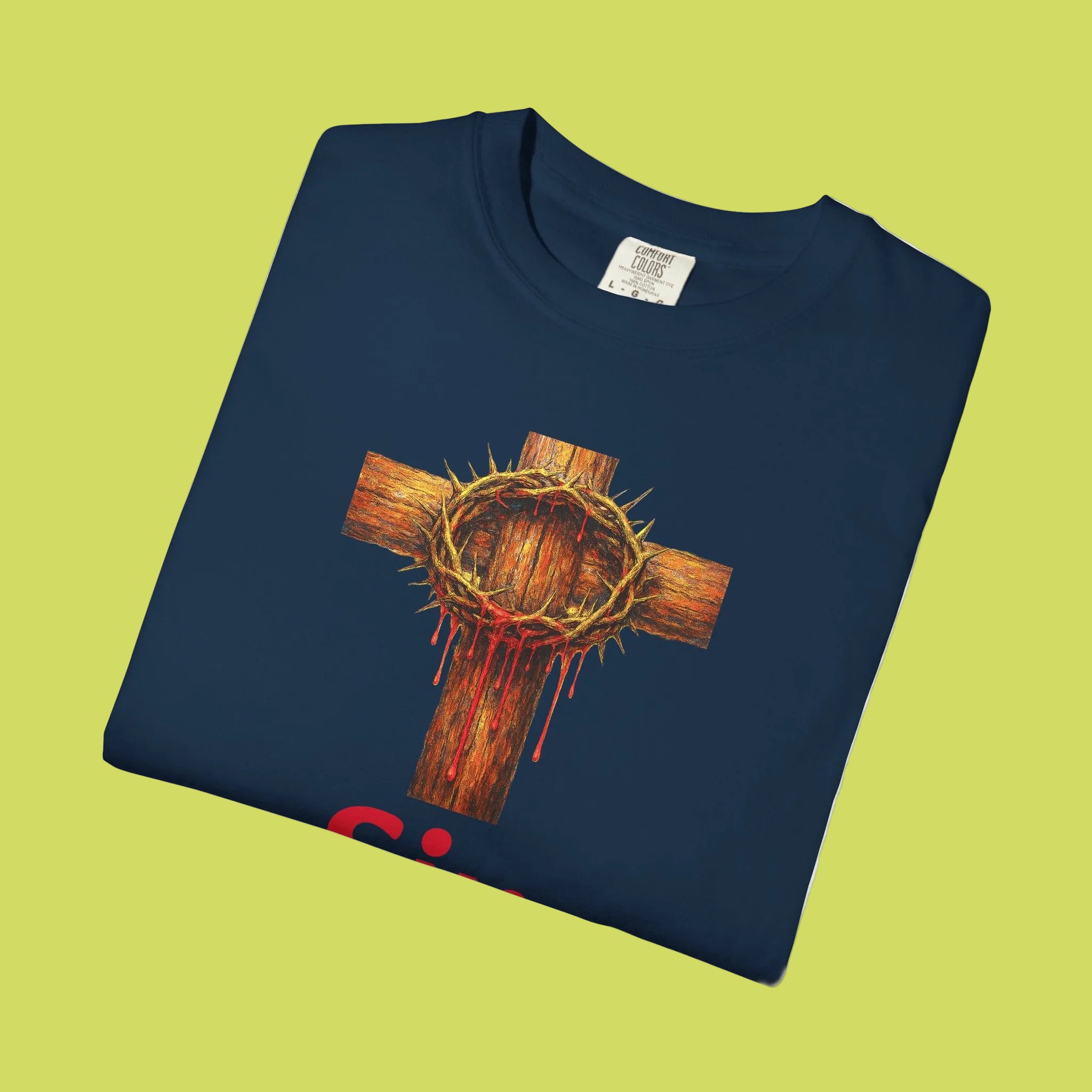 Christian Cross T-Shirt — "Sin Was Forgiven" Religious Faith Tee