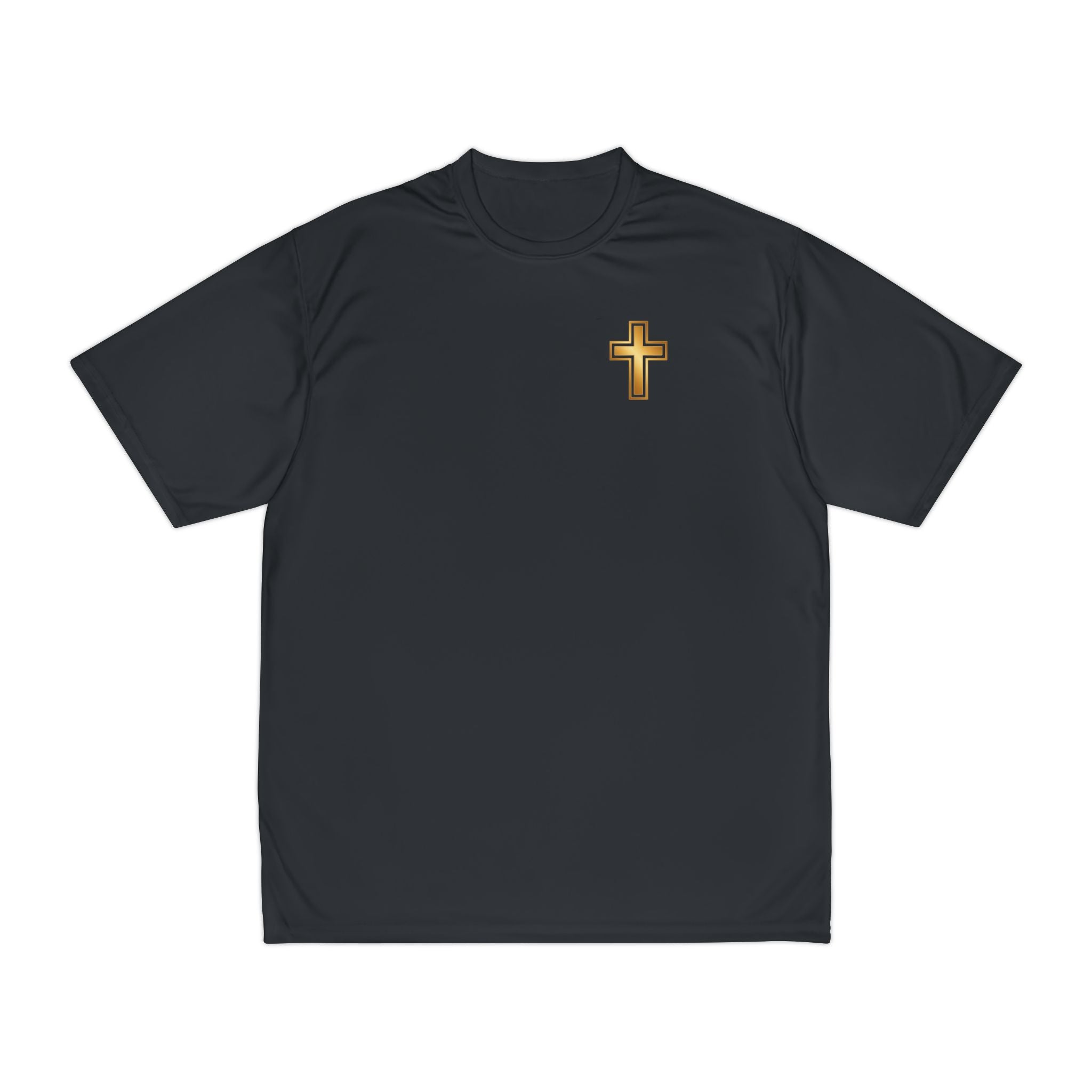 Gold Cross Performance T-Shirt — Christian Faith Athletic Tee