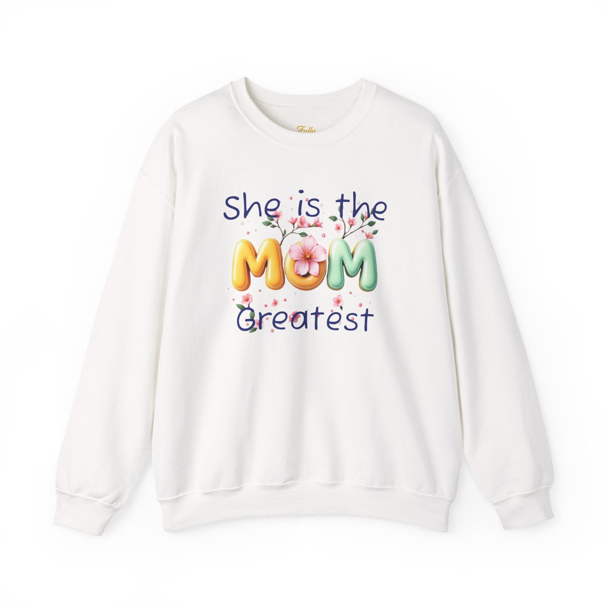Greatest MOM Crewneck Sweatshirt — "She is the Greatest MOM" Floral Balloon Design