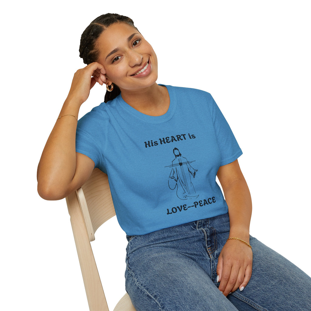 His Heart is Love Peace Unisex T-Shirt  Design