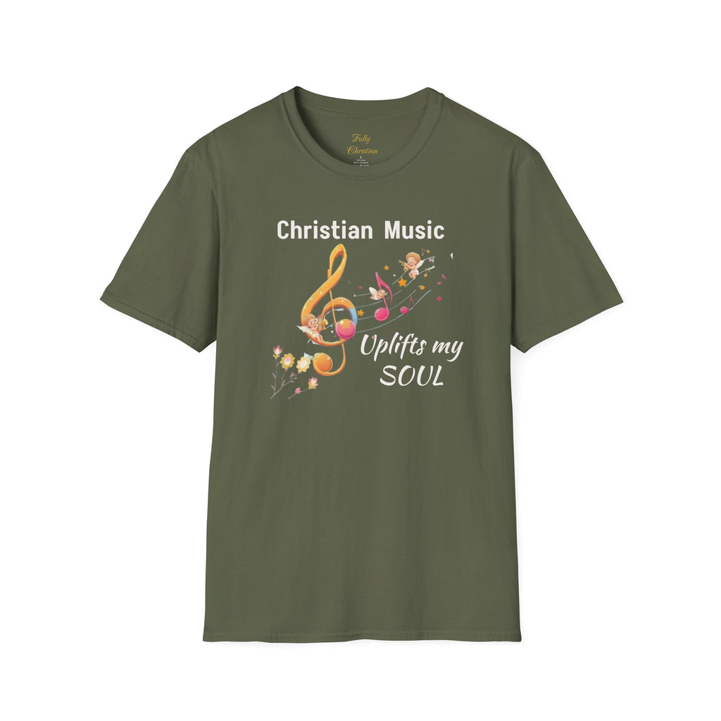 Christian Music T-Shirt – "Uplifts My Soul" Inspirational Faith Tee