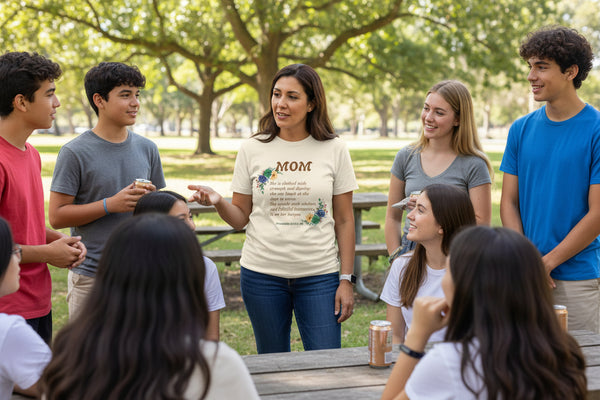 Mom Floral Scripture T-Shirt — Proverbs 31:25 Tribute Shirt