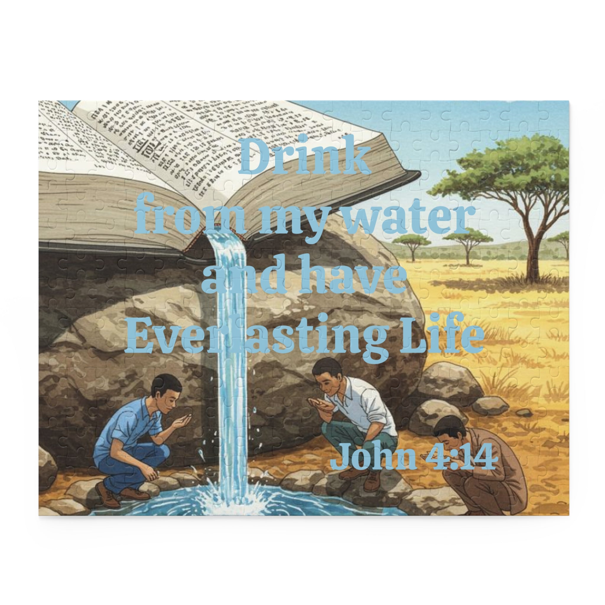 Christian Inspirational Puzzle — “Drink from my water and have Everlasting Life” (120–500 pcs)