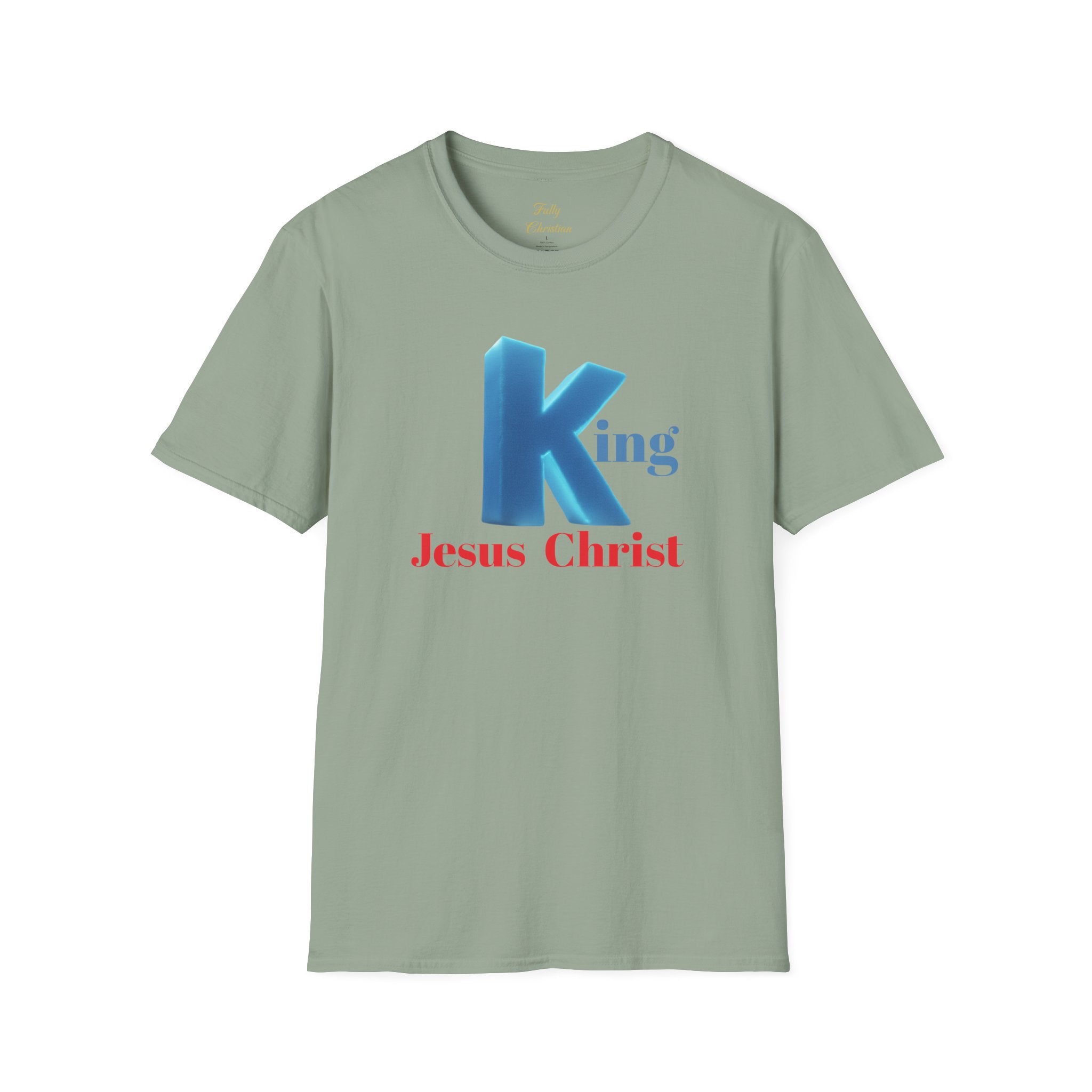King Jesus Christ T-Shirt — 3D Blue Lettering Christian Faith Tee