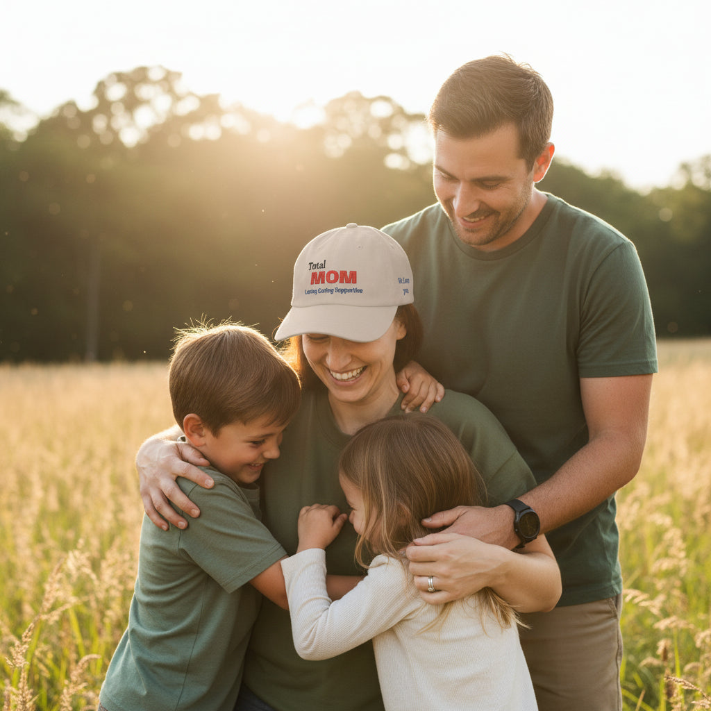 Total MOM Embroidered Classic Dad Cap — Loving Caring Supportive Hat for Mothers, Mother’s Day Gift