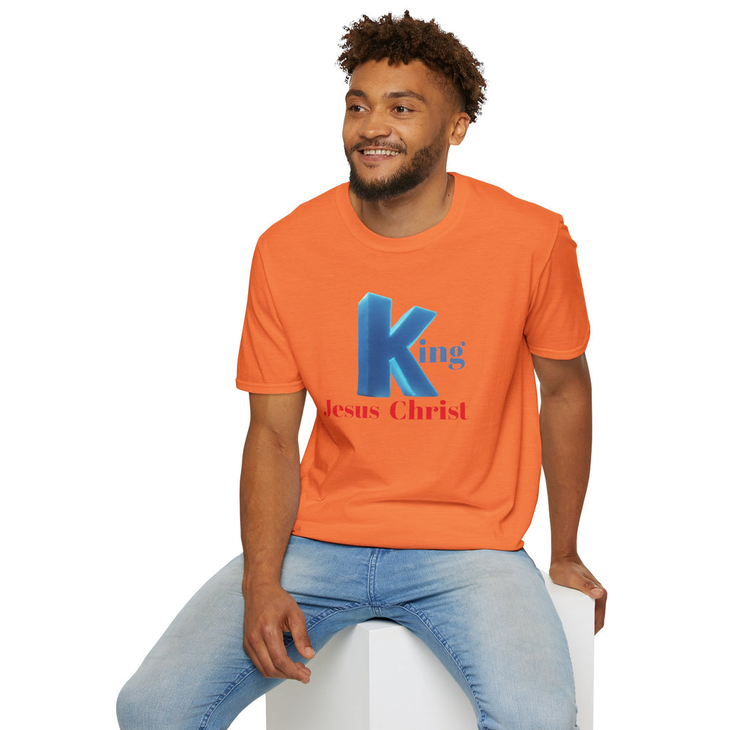 King Jesus Christ T-Shirt — 3D Blue Lettering Christian Faith Tee