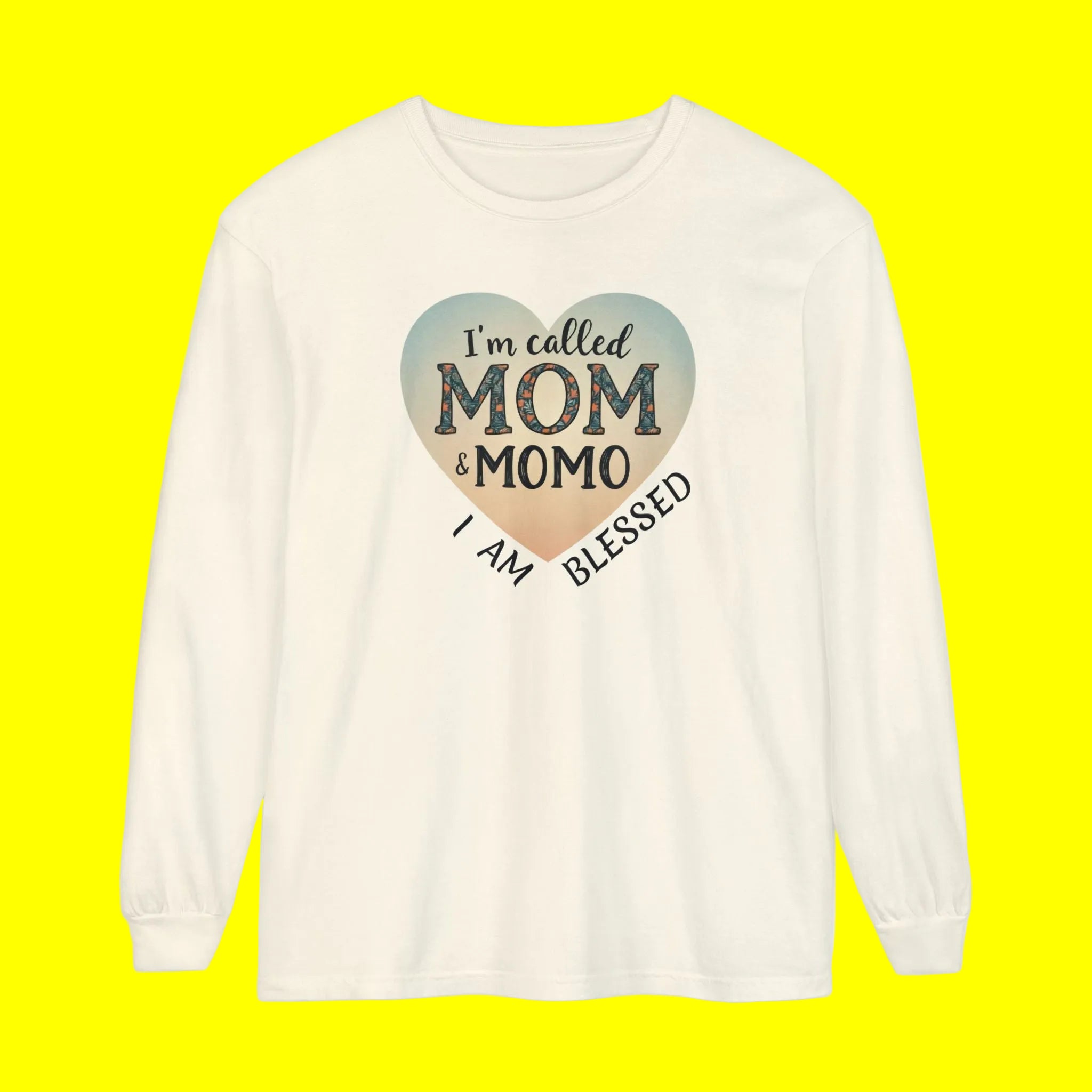 Mom & Momo Heart Long Sleeve Tee – “I’m Called Mom & Momo, I Am Blessed”