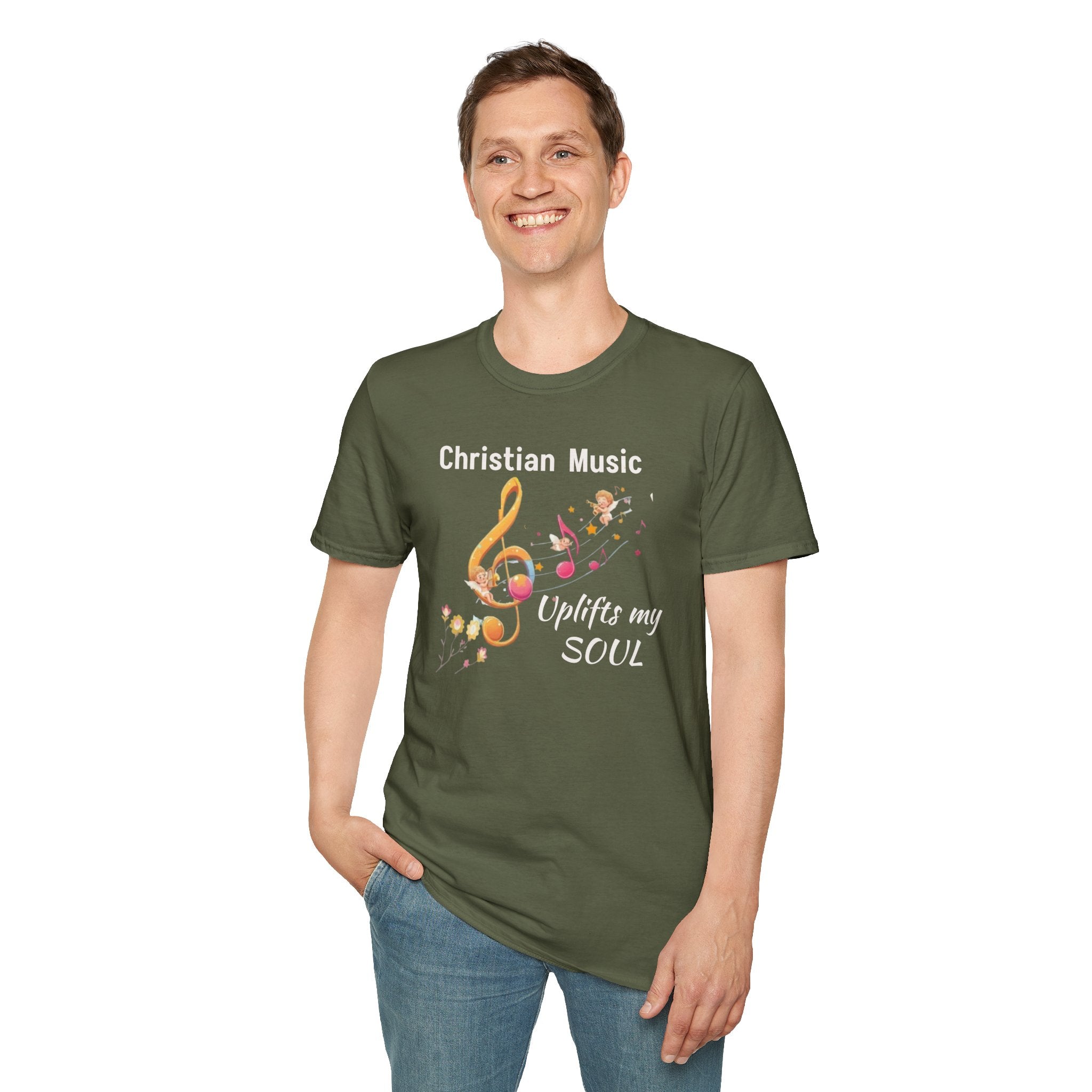 Christian Music T-Shirt – "Uplifts My Soul" Inspirational Faith Tee