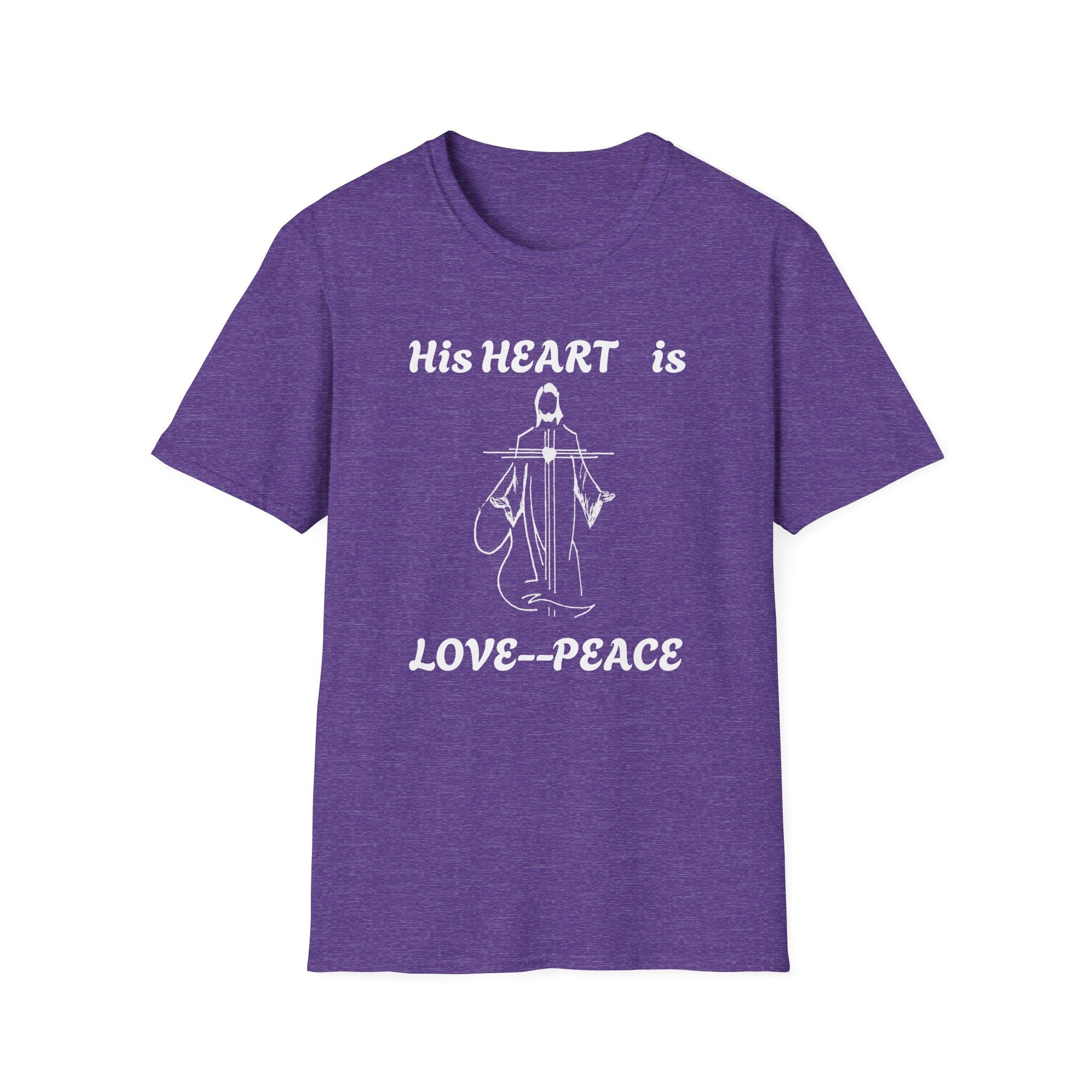 Christian Graphic Jesus  "His Heart is Love Peace" T-shirt