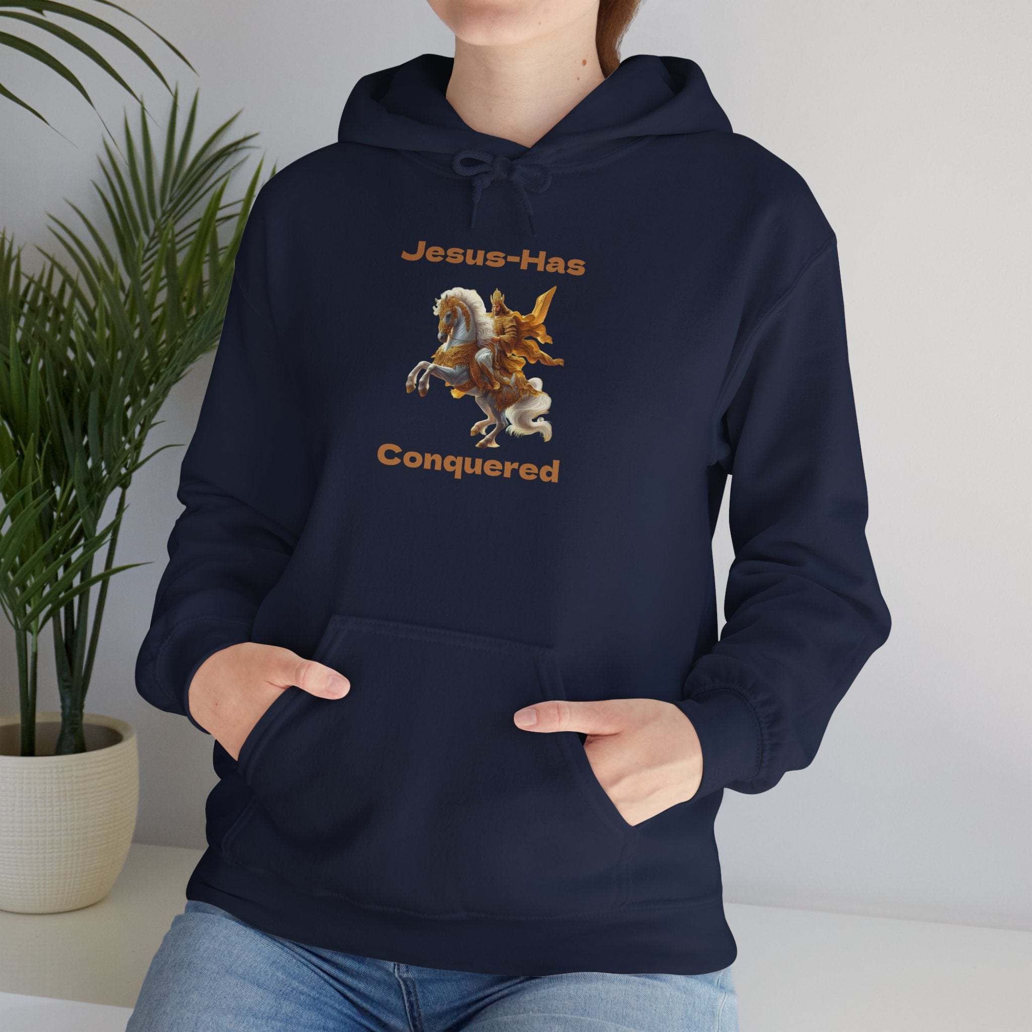 Jesus Has Conquered Hoodie — Christian Faith Graphic Sweatshirt