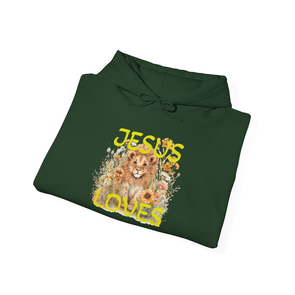 Jesus Loves Lion Hoodie - Faith-Inspired Christian Pullover