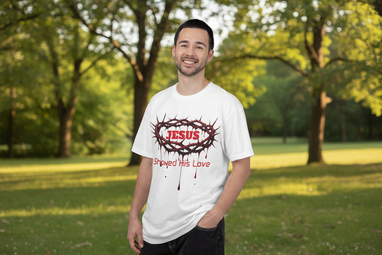 Jesus Showed His Love T-Shirt — Crown of Thorns Christian Tee