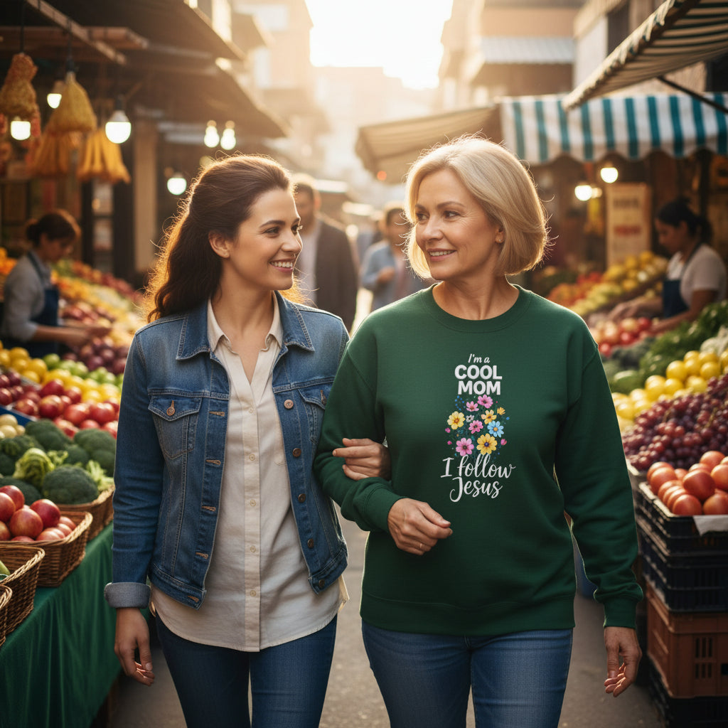 Cool Mom I Follow Jesus Sweatshirt – Christian Mom Crewneck