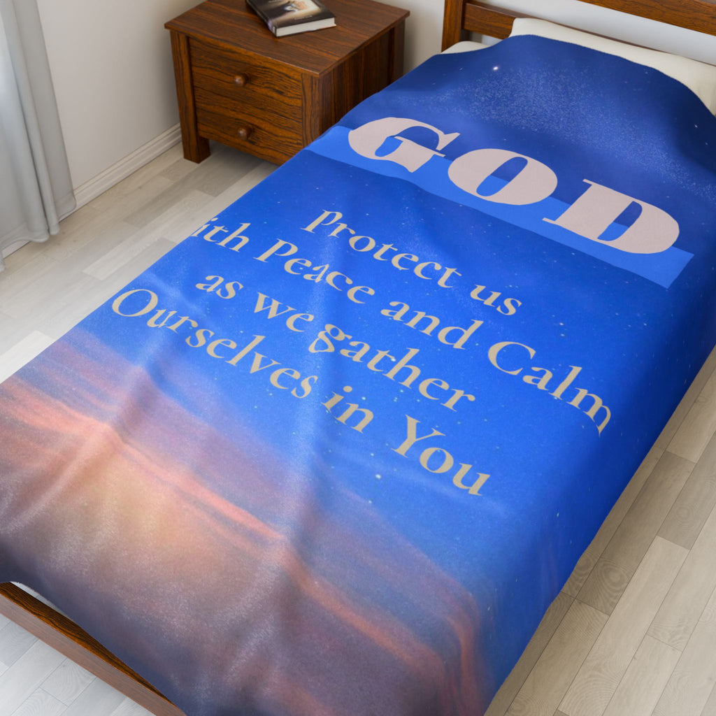 God Peace & Calm Velveteen Plush Blanket — Inspirational Religious Throw for Prayer, Comfort & Spiritual Gifts