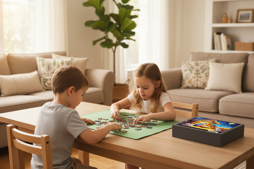 Nativity Puzzle with John 3:16 — Children’s Christmas Jigsaw (120/252/500 pcs)