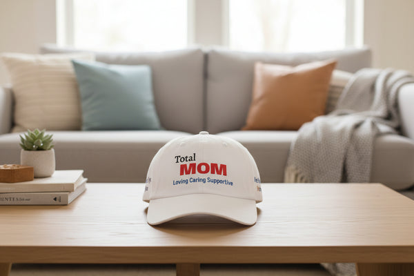 Total MOM Embroidered Classic Dad Cap — Loving Caring Supportive Hat for Mothers, Mother’s Day Gift