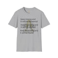 Motivational 'Keep Asking' Tee — Inspirational Quote T-Shirt with Gold Script A – Christian faith apparel & gifts | Fully Ch