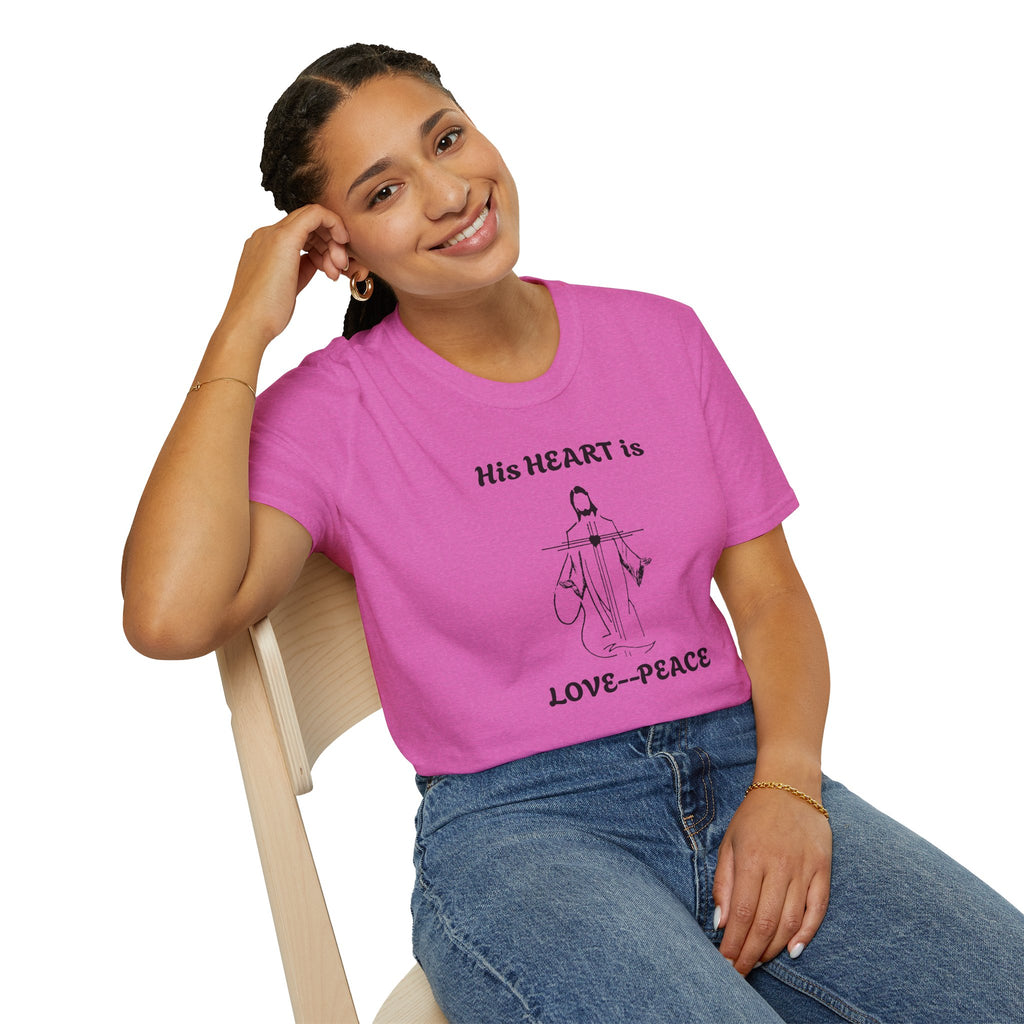 His Heart is Love Peace Unisex T-Shirt  Design