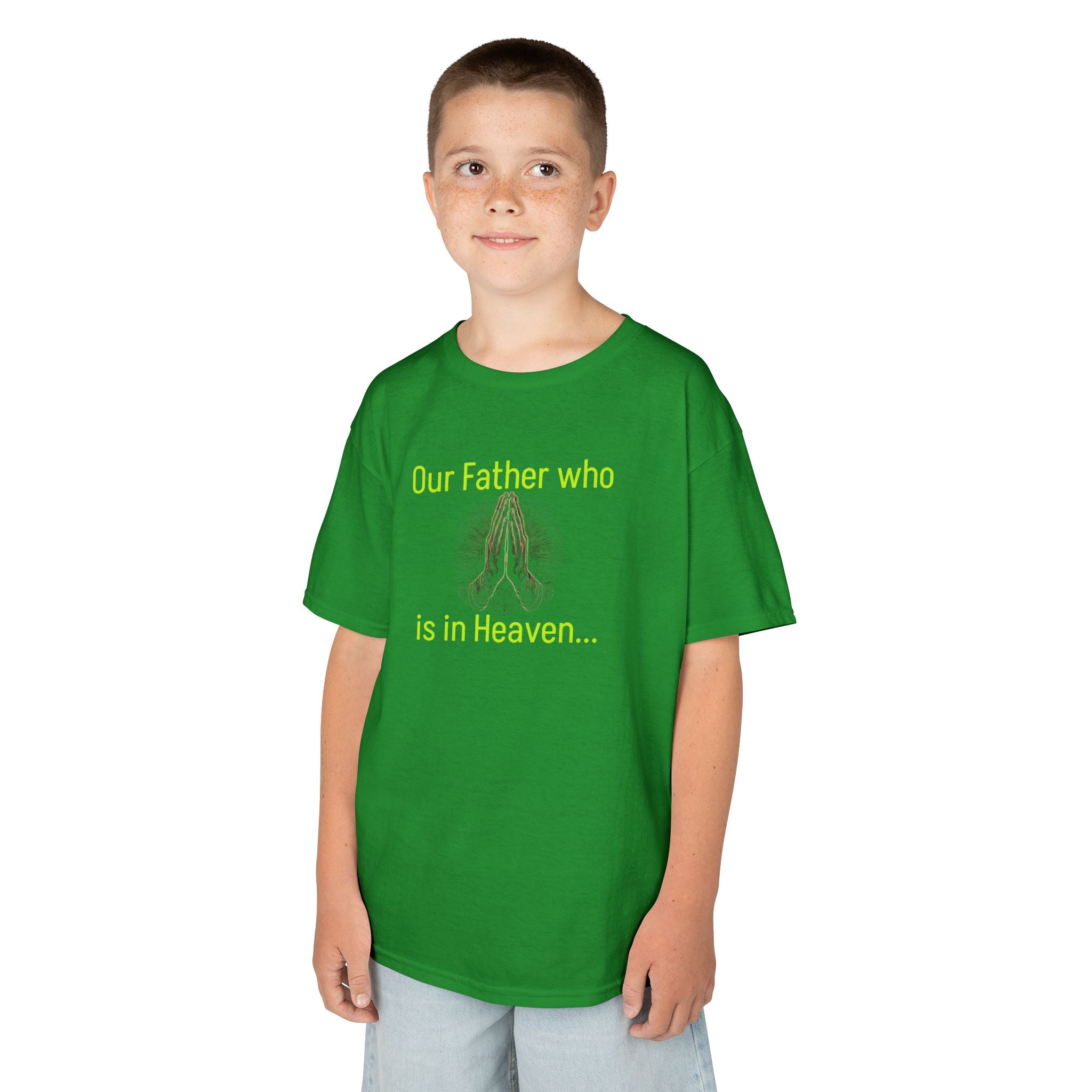 Kids T-Shirt “Our Father Who Is in Heaven” Praying Hands Faith Tee
