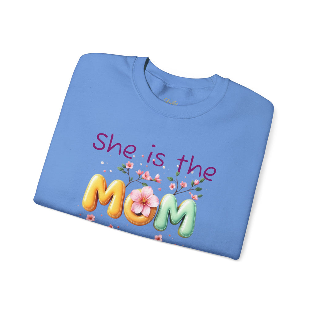 Greatest MOM Crewneck Sweatshirt — "She is the Greatest MOM" Floral Balloon Design