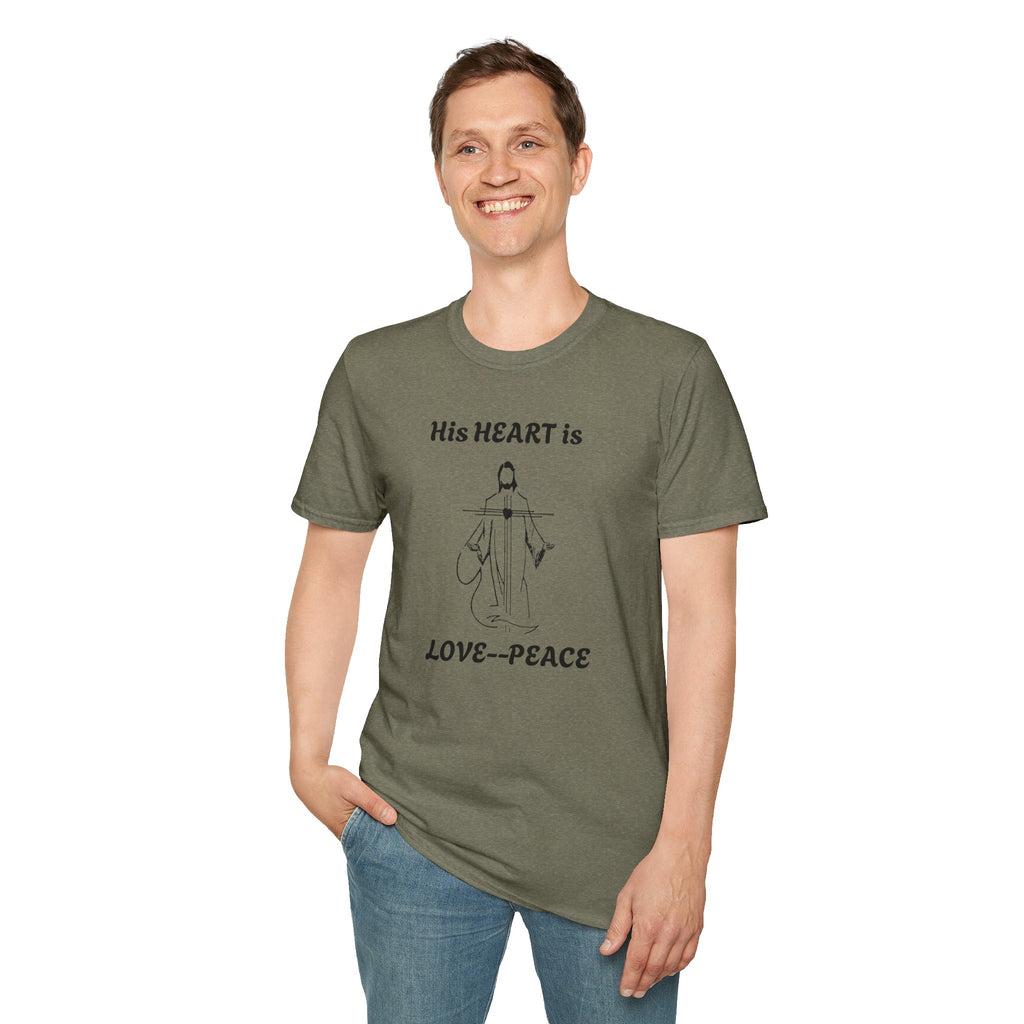 His Heart is Love Peace Unisex T-Shirt  Design
