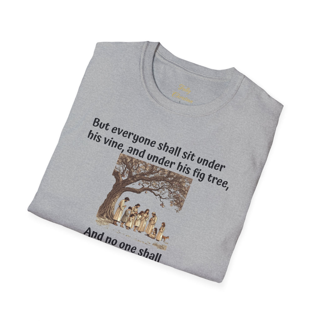 Biblical Scripture- Micah 4:4  T‑Shirt — "But everyone shall sit under his vine" Faith Graphic Tee